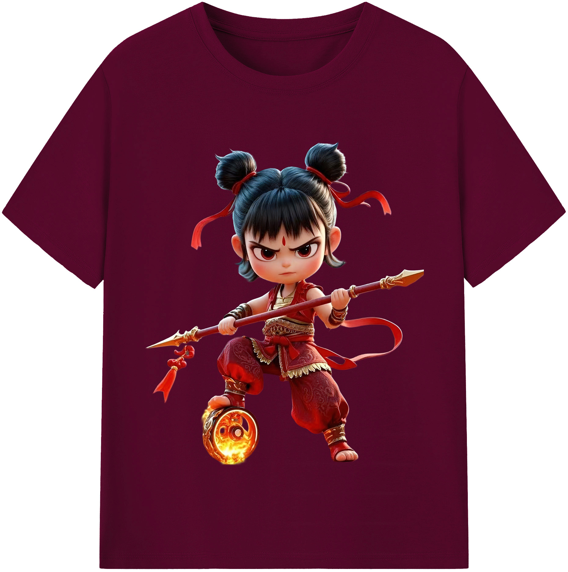 （画像用） Ne Zha 2 ナタ 魔童の大暴れ レディースカジュアルプリントTシャツ（綿100％）